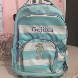Pottery Barn rolling backpack personalized “Galilea”